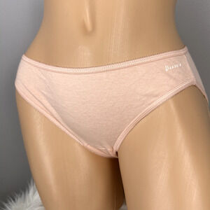 Vintage New Danskin Panties Medium Low Rise Bikini Cotton Logo 0838 Peach Panty